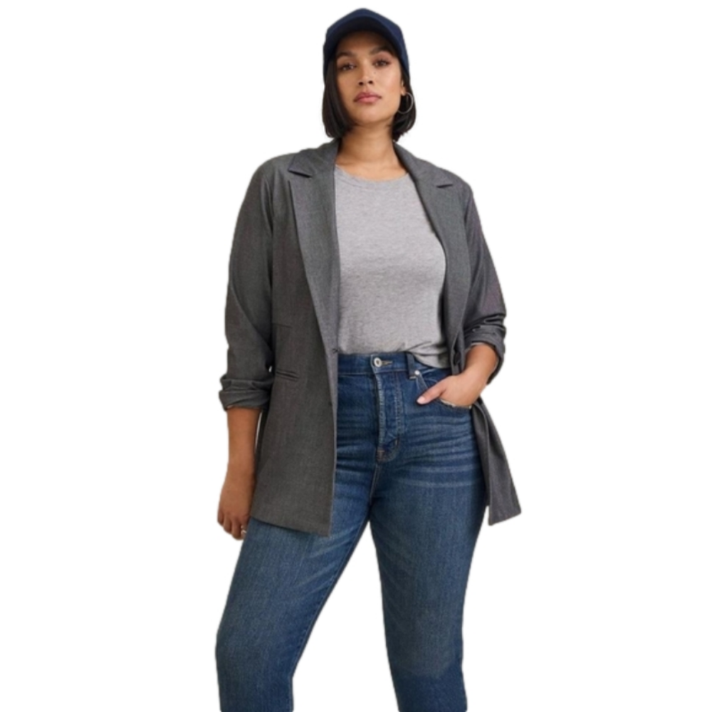 NWOT Torrid Studio Luxe Long Line Grey Oversized Blazer Size 2 or 2XL